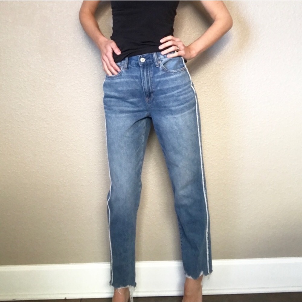 American Eagle Mom Jeans with raw hems